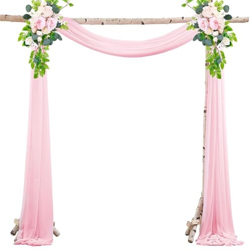 WWQQKJ Chiffon-Hochzeitsbogenvorhang, Tüllvorhangstoff for dekorativen Bogenvorhang for Hochzeiten, Partys und Geburtstage(Rosa,75x550cm) von WWQQKJ
