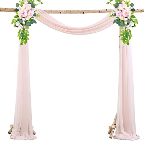 WWQQKJ Chiffon-Hochzeitsbogenvorhang, Tüllvorhangstoff for dekorativen Bogenvorhang for Hochzeiten, Partys und Geburtstage(Rosa Chiaro,75x300cm) von WWQQKJ