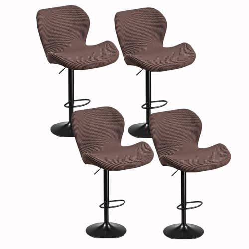 WWQQKJ Dehnbarer Barhockerbezug mit Rückenlehne 2/4/6 Stück, Gebogener Theken-/Bar-Drehhochstuhlbezug, Moderner Barhockerbezug Esszimmerstuhlbezug(E,4PCS) von WWQQKJ