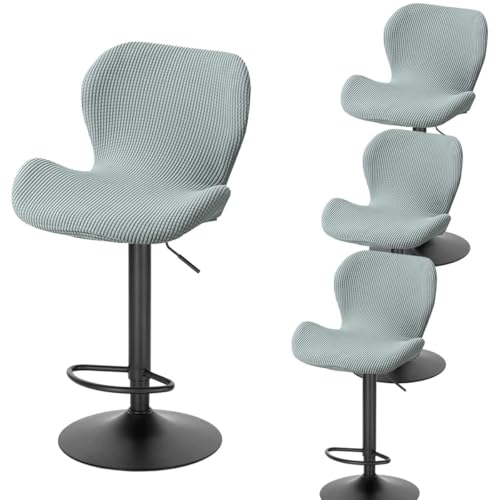 WWQQKJ Dehnbarer Barhockerbezug mit Rückenlehne 2/4/6 Stück, Gebogener Theken-/Bar-Drehhochstuhlbezug, Moderner Barhockerbezug Esszimmerstuhlbezug(F,4PCS) von WWQQKJ