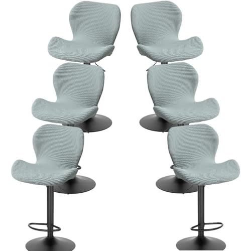 WWQQKJ Dehnbarer Barhockerbezug mit Rückenlehne 2/4/6 Stück, Gebogener Theken-/Bar-Drehhochstuhlbezug, Moderner Barhockerbezug Esszimmerstuhlbezug(F,6PCS) von WWQQKJ
