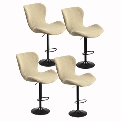 WWQQKJ Dehnbarer Barhockerbezug mit Rückenlehne 2/4/6 Stück, Gebogener Theken-/Bar-Drehhochstuhlbezug, Moderner Barhockerbezug Esszimmerstuhlbezug(I,4PCS) von WWQQKJ
