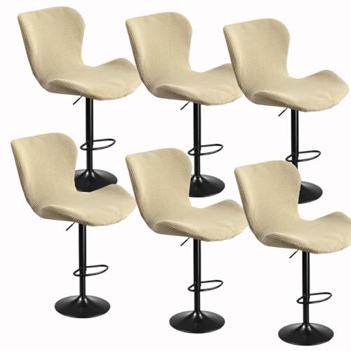 WWQQKJ Dehnbarer Barhockerbezug mit Rückenlehne 2/4/6 Stück, Gebogener Theken-/Bar-Drehhochstuhlbezug, Moderner Barhockerbezug Esszimmerstuhlbezug(I,6PCS) von WWQQKJ