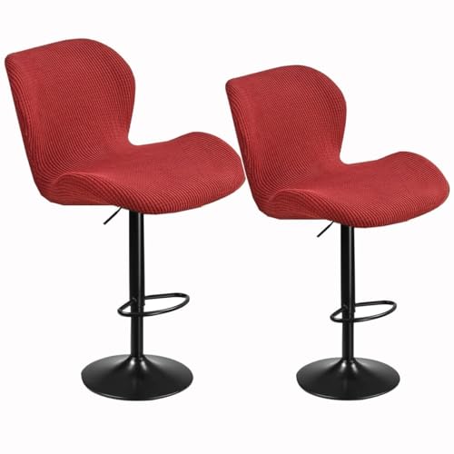 WWQQKJ Dehnbarer Barhockerbezug mit Rückenlehne 2/4/6 Stück, Gebogener Theken-/Bar-Drehhochstuhlbezug, Moderner Barhockerbezug Esszimmerstuhlbezug(J,2PC) von WWQQKJ