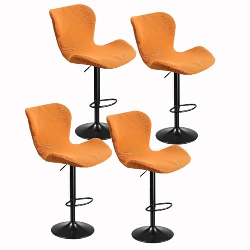 WWQQKJ Dehnbarer Barhockerbezug mit Rückenlehne 2/4/6 Stück, Gebogener Theken-/Bar-Drehhochstuhlbezug, Moderner Barhockerbezug Esszimmerstuhlbezug(K,4PCS) von WWQQKJ