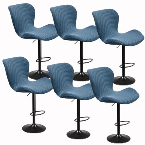 WWQQKJ Dehnbarer Barhockerbezug mit Rückenlehne 2/4/6 Stück, Gebogener Theken-/Bar-Drehhochstuhlbezug, Moderner Barhockerbezug Esszimmerstuhlbezug(Large,6PCS) von WWQQKJ