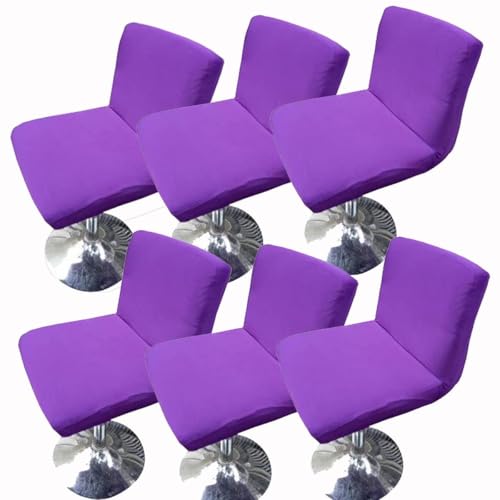 WWQQKJ Dehnbarer Barhockerbezug mit Rückenlehne 2/4/6 Stück, Gebogener Theken-/Bar-Drehhochstuhlbezug, Moderner Barhockerbezug Esszimmerstuhlbezug(T,6PCS) von WWQQKJ