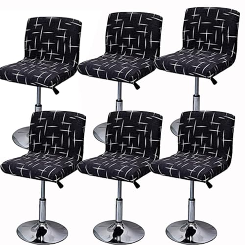 WWQQKJ Dehnbarer Barhockerbezug mit Rückenlehne 2/4/6 Stück, Gebogener Theken-/Bar-Drehhochstuhlbezug, Moderner Barhockerbezug Esszimmerstuhlbezug(U,6PCS) von WWQQKJ