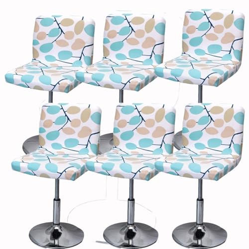 WWQQKJ Dehnbarer Barhockerbezug mit Rückenlehne 2/4/6 Stück, Gebogener Theken-/Bar-Drehhochstuhlbezug, Moderner Barhockerbezug Esszimmerstuhlbezug(V,6PCS) von WWQQKJ