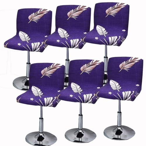 WWQQKJ Dehnbarer Barhockerbezug mit Rückenlehne 2/4/6 Stück, Gebogener Theken-/Bar-Drehhochstuhlbezug, Moderner Barhockerbezug Esszimmerstuhlbezug(X,6PCS) von WWQQKJ