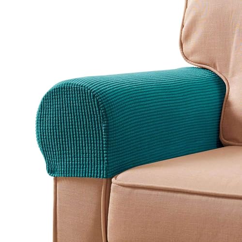 WWQQKJ Elastische Sofa-Armlehnenbezüge, Stretch-Jacquard-Spandex-Stoff-Armlehnenbezüge, Sofaschutz, mit Drehstiften, Rutschfester Couchbezug(Blu C) von WWQQKJ