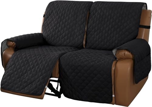 WWQQKJ Entspannender Liegestuhlbezug, gesteppter Liegesofabezug, Rutschfester Antifouling-Sessel-Sofaschutzbezug for Sofaschutz mit Gummiband (Color : Black, Size : 2 Posti/Divanetto) von WWQQKJ