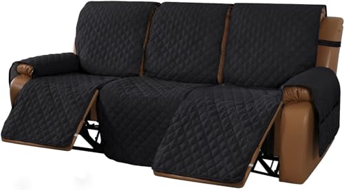 WWQQKJ Entspannender Liegestuhlbezug, gesteppter Liegesofabezug, Rutschfester Antifouling-Sessel-Sofaschutzbezug for Sofaschutz mit Gummiband (Color : Black, Size : 3 Posti/Divano) von WWQQKJ