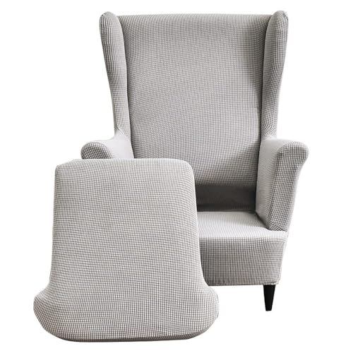 WWQQKJ Ohrensesselhussen Stretch 2 Stück Ohrensessel-Schonbezüge Bedruckte Ohrensessel-Bezüge(Grigio Chiaro) von WWQQKJ