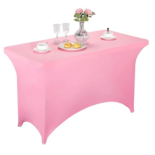 WWQQKJ Rechteckige Tischdecke aus elastischem Spandex-Lycra, geeignet for Hochzeitsbankette(Rosa Chiaro,244x76x76CM) von WWQQKJ