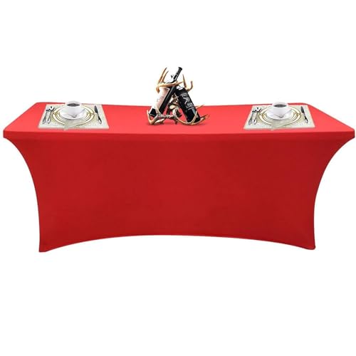WWQQKJ Rechteckige Tischdecke aus elastischem Spandex-Lycra, geeignet for Hochzeitsbankette(Rosso,183x76x76CM) von WWQQKJ