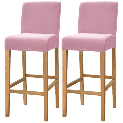 WWQQKJ Samt-Barhocker-Bezüge, Dehnbare, waschbare Barstuhl-Bezüge, Küchenhocker-Bezüge mit Rückenlehne, Esszimmer-Barhocker-Bezüge(Pink,2 Pezzi) von WWQQKJ