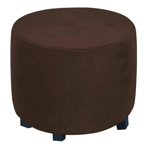 WWQQKJ Samt-Pouf-Bezug, rund, for Fußhocker, Ottomane, dehnbar, klein, 46 x 36 cm(Dark Brown) von WWQQKJ