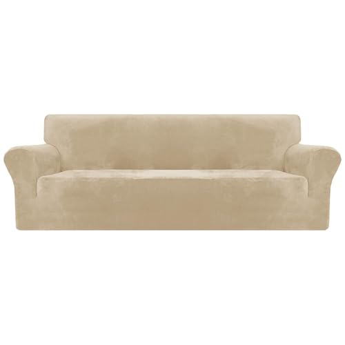 WWQQKJ Samt-Sofabezug for 1 Sitzer, Stretch-Sofabezüge, superweiche Sofabezüge for Hunde und Katzen(Chameau,4 Place) von WWQQKJ