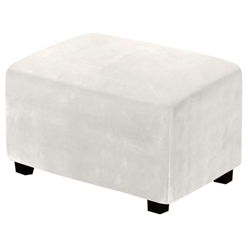 WWQQKJ Samt Stretch Pouf Bezug, Sofabezug, Rechteckiger Pouf Fußhocker Bezug, Sofa Pouf Bezug Rechteckiger Pouf Bezug(Lvory,XL) von WWQQKJ