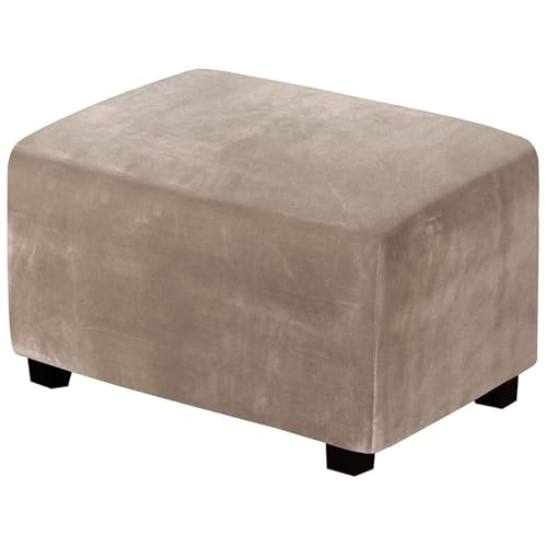 WWQQKJ Samt Stretch Pouf Bezug, Sofabezug, Rechteckiger Pouf Fußhocker Bezug, Sofa Pouf Bezug Rechteckiger Pouf Bezug(Taupe,XL) von WWQQKJ