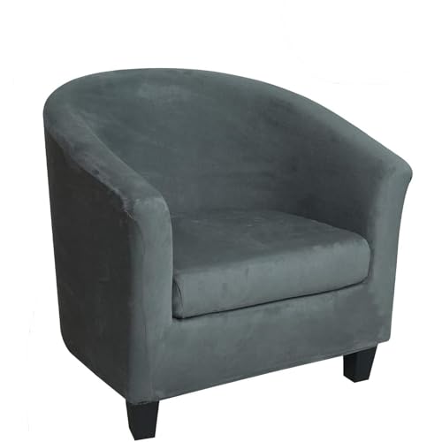WWQQKJ Samt Stretch Stuhlhussen Cocktailsessel Schonbezüge Waschbar rutschfest Clubsesselbezug for Bar Wohnzimmer Schlafzimmer Rezeption(Grigio) von WWQQKJ