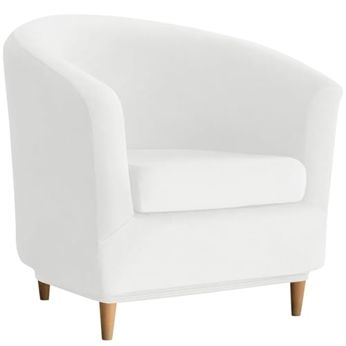 WWQQKJ Samtbezug for Chesterfield-Chaiselongue-Stuhl, 2-teilig, Stretch-Chaiselongue-Stuhlbezug, 1-Sitzer, weicher, Abnehmbarer Clubsessel-Schonbezug for die Hausbar(Crème) von WWQQKJ