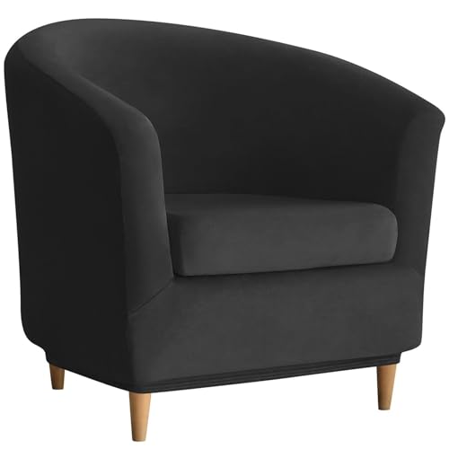 WWQQKJ Samtbezug for Chesterfield-Chaiselongue-Stuhl, 2-teilig, Stretch-Chaiselongue-Stuhlbezug, 1-Sitzer, weicher, Abnehmbarer Clubsessel-Schonbezug for die Hausbar(Le Noir) von WWQQKJ