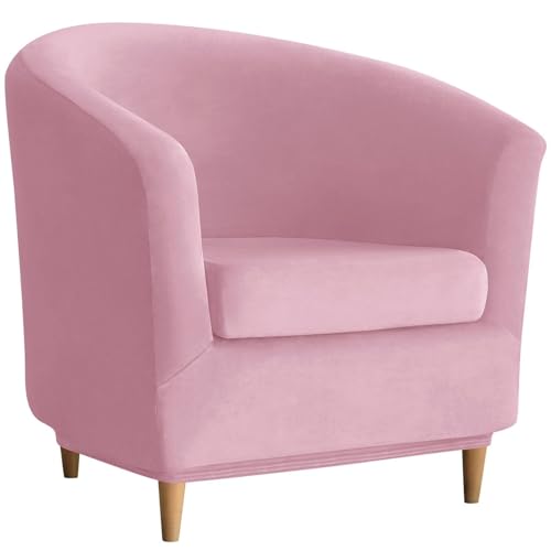 WWQQKJ Samtbezug for Chesterfield-Chaiselongue-Stuhl, 2-teilig, Stretch-Chaiselongue-Stuhlbezug, 1-Sitzer, weicher, Abnehmbarer Clubsessel-Schonbezug for die Hausbar(Rose) von WWQQKJ