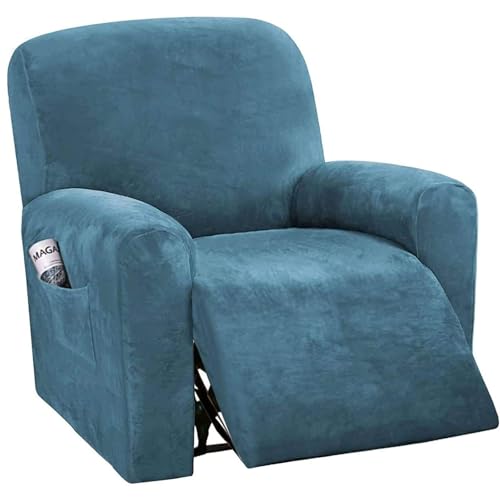 WWQQKJ Samtbezug for Relaxsessel, Stretch-Sofabezug aus weichem Plüschsamt for Couch, modische Möbelbezüge, Sesselbezug(Blu Pavone) von WWQQKJ