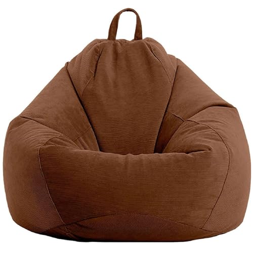 WWQQKJ Sitzsack (ohne Füllung), weicher Cord-Sitzsack, waschbar, Sitzsack, Sitzsack for drinnen und draußen, for Erwachsene und Kinder(Caffè,90x110cm) von WWQQKJ