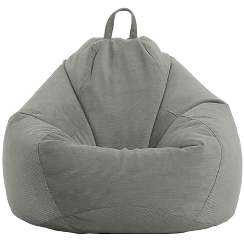 WWQQKJ Sitzsack (ohne Füllung), weicher Cord-Sitzsack, waschbar, Sitzsack, Sitzsack for drinnen und draußen, for Erwachsene und Kinder(Grey,100x120cm) von WWQQKJ