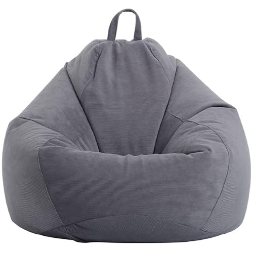 WWQQKJ Sitzsack (ohne Füllung), weicher Cord-Sitzsack, waschbar, Sitzsack, Sitzsack for drinnen und draußen, for Erwachsene und Kinder(Grigio Scuro,100x120cm) von WWQQKJ