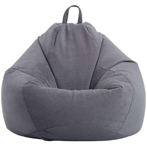 WWQQKJ Sitzsack (ohne Füllung), weicher Cord-Sitzsack, waschbar, Sitzsack, Sitzsack for drinnen und draußen, for Erwachsene und Kinder(Grigio Scuro,60x75cm) von WWQQKJ