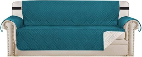 WWQQKJ Sofabezug, Kissenbezug, Schutz for Haustiere und Kinder, wendbar, gesteppt, Möbelschutz gegen Abnutzung und Risse(Dark Teal,4 Places) von WWQQKJ