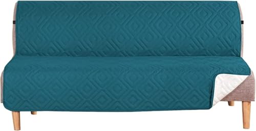 WWQQKJ Sofabezug, Kissenbezug, Schutz for Haustiere und Kinder, wendbar, gesteppt, Möbelschutz gegen Abnutzung und Risse(Dark Teal,Futon) von WWQQKJ