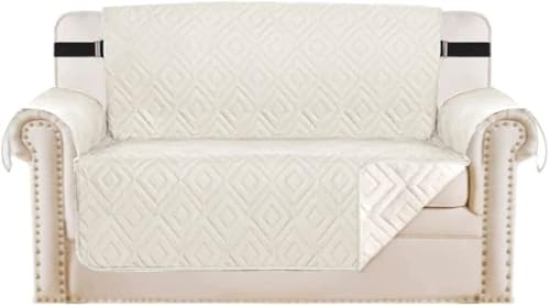 WWQQKJ Sofabezug, Kissenbezug, Schutz for Haustiere und Kinder, wendbar, gesteppt, Möbelschutz gegen Abnutzung und Risse(Ivoire,2 Places) von WWQQKJ