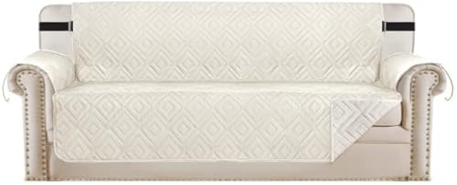 WWQQKJ Sofabezug, Kissenbezug, Schutz for Haustiere und Kinder, wendbar, gesteppt, Möbelschutz gegen Abnutzung und Risse(Ivoire,4 Places) von WWQQKJ