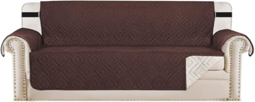 WWQQKJ Sofabezug, Kissenbezug, Schutz for Haustiere und Kinder, wendbar, gesteppt, Möbelschutz gegen Abnutzung und Risse(Marron,3 Places) von WWQQKJ