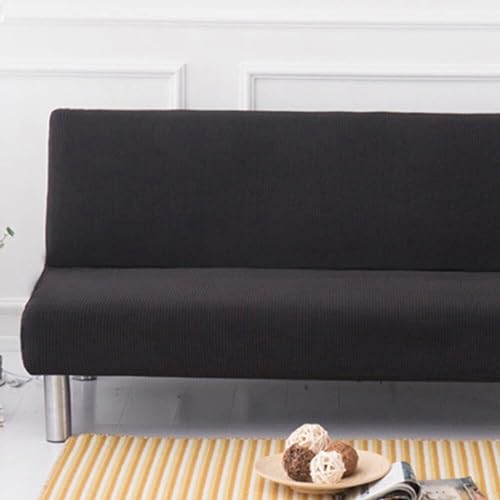 WWQQKJ Sofabezug ohne Armlehnen, einfarbig, 2/3-Sitzer, dehnbar, schmutzabweisender Bezug for Schlafsofa, waschbar, rutschfest, faltbar, Clic-Clac-Sofabezug(Black,190-230cm) von WWQQKJ