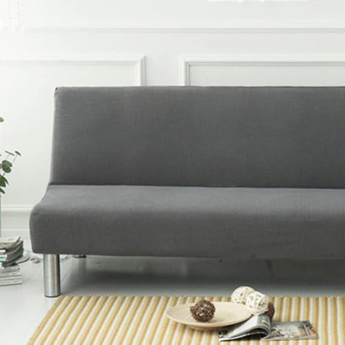 WWQQKJ Sofabezug ohne Armlehnen, einfarbig, 2/3-Sitzer, dehnbar, schmutzabweisender Bezug for Schlafsofa, waschbar, rutschfest, faltbar, Clic-Clac-Sofabezug(Dark Gray,190-230cm) von WWQQKJ