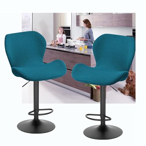 WWQQKJ Stretch-Barhocker-Bezüge, drehbare Barhocker mit Rückenlehne, 2er-Set/4er-Set, Moderne skandinavische, geschwungene Stuhlbezüge for Küche, Zuhause, Büro, Esszimmer(Green A,2PCS) von WWQQKJ