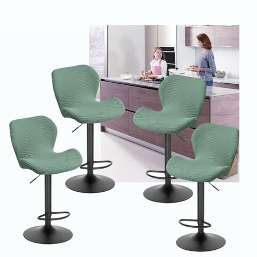 WWQQKJ Stretch-Barhocker-Bezüge, drehbare Barhocker mit Rückenlehne, 2er-Set/4er-Set, Moderne skandinavische, geschwungene Stuhlbezüge for Küche, Zuhause, Büro, Esszimmer(Green B,4PCS) von WWQQKJ