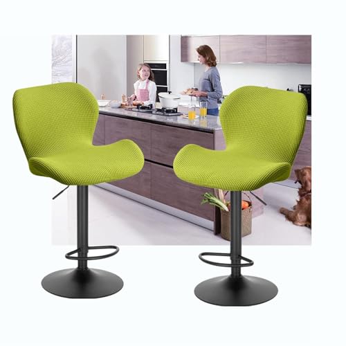 WWQQKJ Stretch-Barhocker-Bezüge, drehbare Barhocker mit Rückenlehne, 2er-Set/4er-Set, Moderne skandinavische, geschwungene Stuhlbezüge for Küche, Zuhause, Büro, Esszimmer(Green C,2PCS) von WWQQKJ