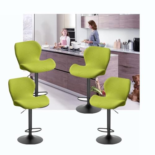 WWQQKJ Stretch-Barhocker-Bezüge, drehbare Barhocker mit Rückenlehne, 2er-Set/4er-Set, Moderne skandinavische, geschwungene Stuhlbezüge for Küche, Zuhause, Büro, Esszimmer(Green C,4PCS) von WWQQKJ