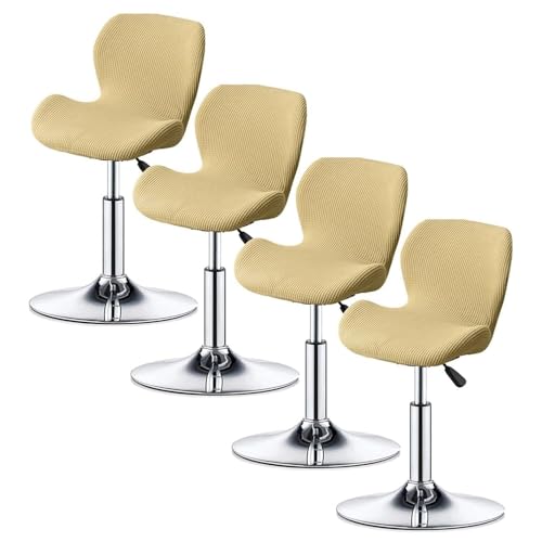 WWQQKJ Stretch-Barstuhlbezüge - Barhockerbezüge mit Rückenlehne Barhockerbezüge Küche Esszimmer Drehbar Moderner Samt Gebogener Barhockerbezug(Cream Yellow,4PCS) von WWQQKJ