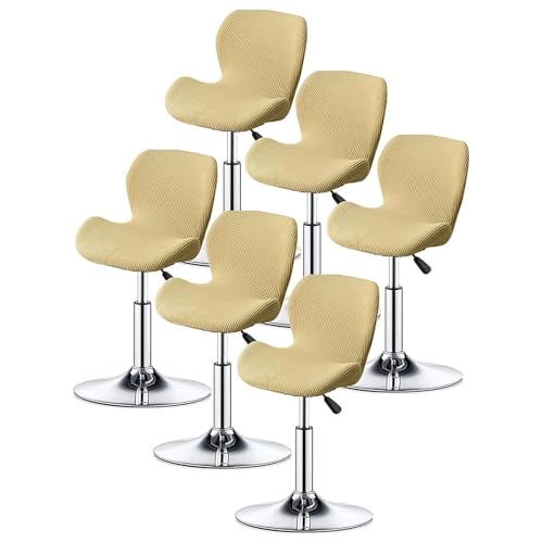 WWQQKJ Stretch-Barstuhlbezüge - Barhockerbezüge mit Rückenlehne Barhockerbezüge Küche Esszimmer Drehbar Moderner Samt Gebogener Barhockerbezug(Cream Yellow,6PCS) von WWQQKJ