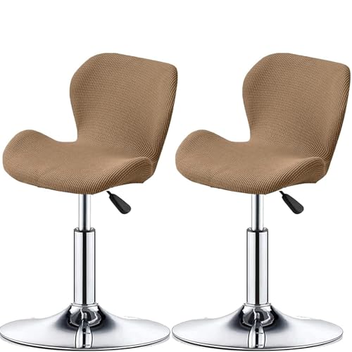 WWQQKJ Stretch-Barstuhlbezüge - Barhockerbezüge mit Rückenlehne Barhockerbezüge Küche Esszimmer Drehbar Moderner Samt Gebogener Barhockerbezug(Dark Khaki,2PCS) von WWQQKJ