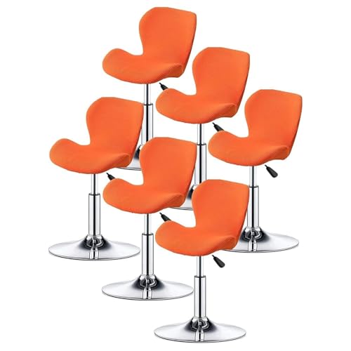 WWQQKJ Stretch-Barstuhlbezüge - Barhockerbezüge mit Rückenlehne Barhockerbezüge Küche Esszimmer Drehbar Moderner Samt Gebogener Barhockerbezug(Orange Arancia,6PCS) von WWQQKJ