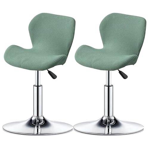 WWQQKJ Stretch-Barstuhlbezüge - Barhockerbezüge mit Rückenlehne Barhockerbezüge Küche Esszimmer Drehbar Moderner Samt Gebogener Barhockerbezug(PEA Green,2PCS) von WWQQKJ